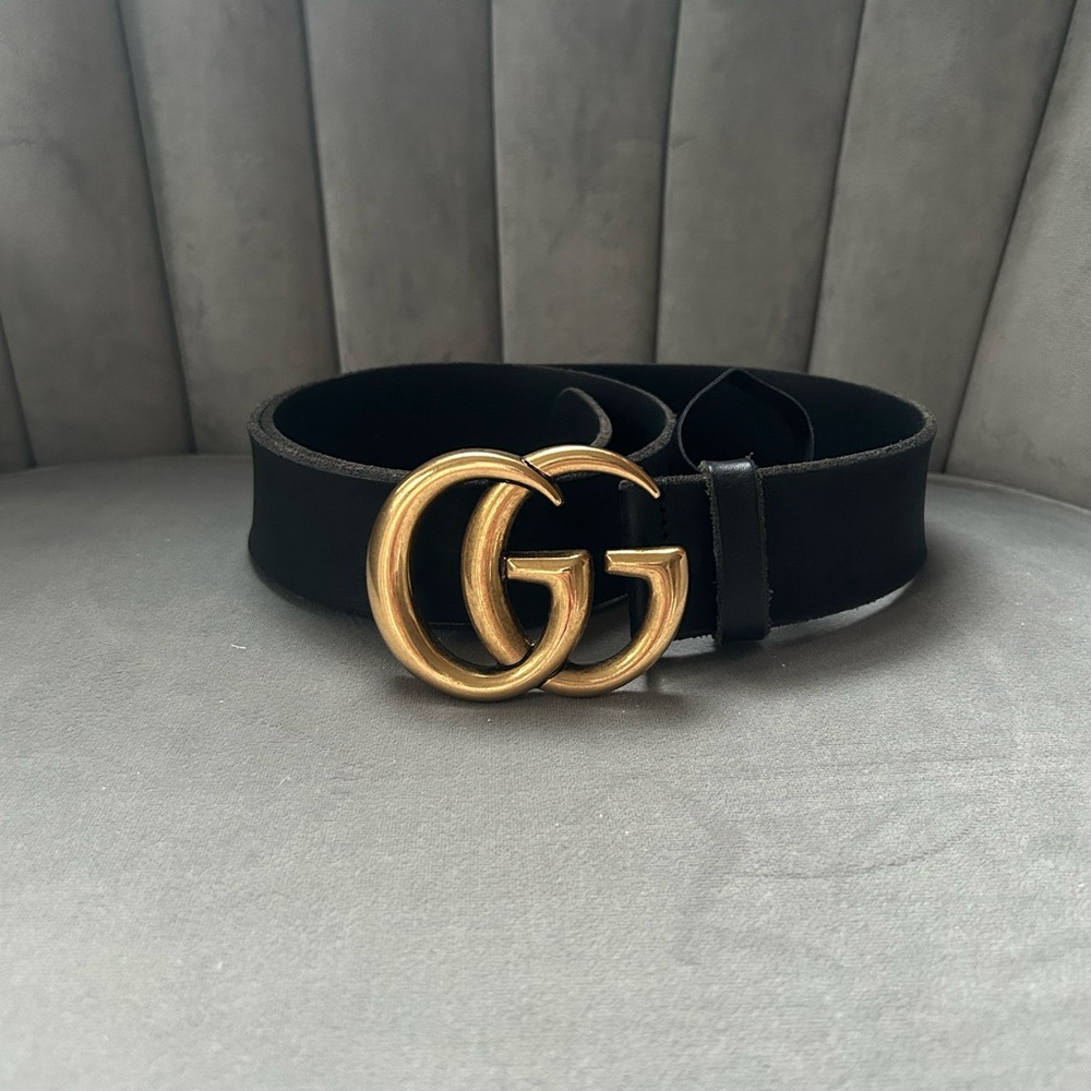 ❗️SOLD❗️ Gucci Monogram Black Leather Belt